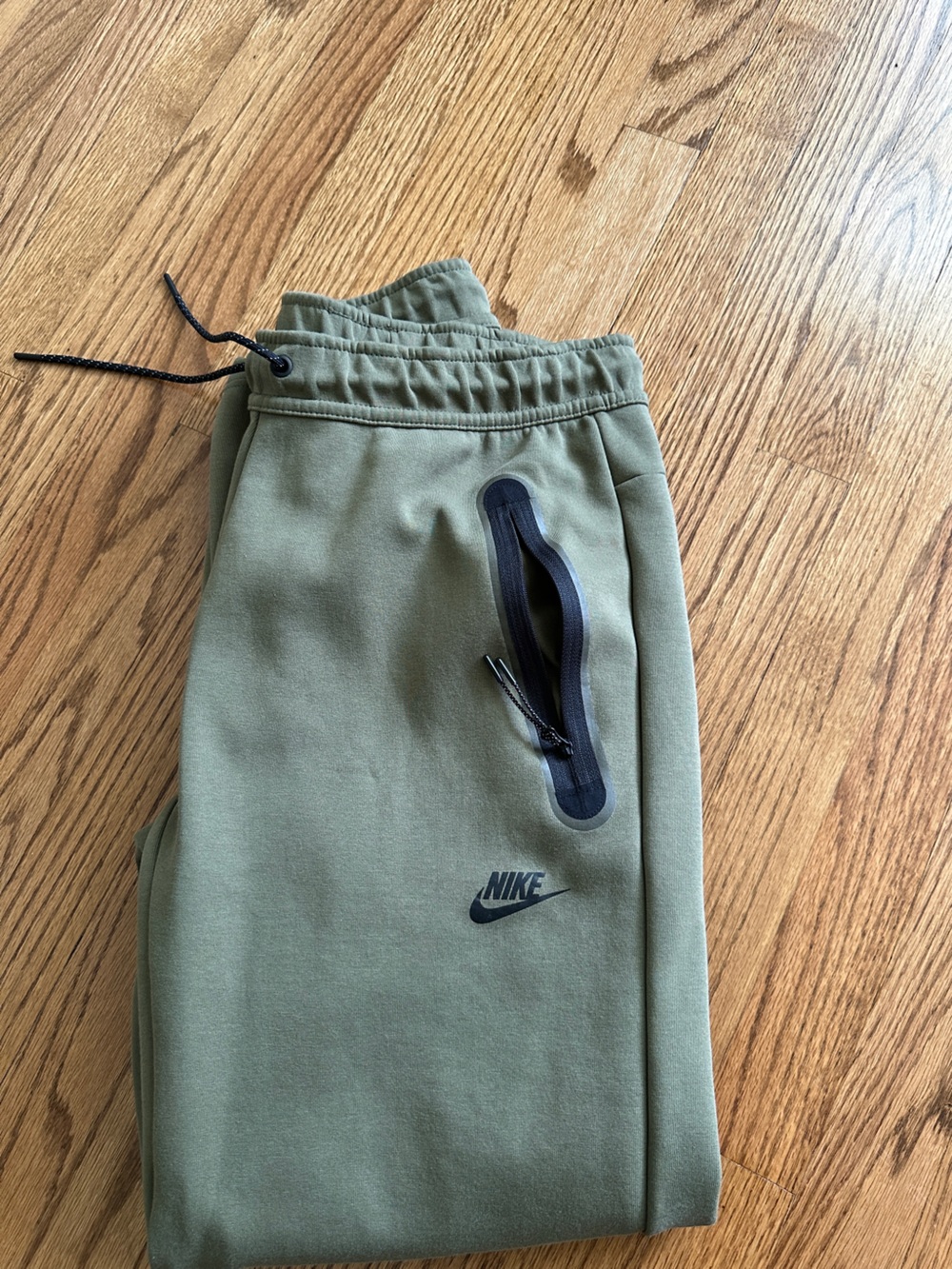 Nike  Tech Olive Jogger Pants with Black Zipper Trim